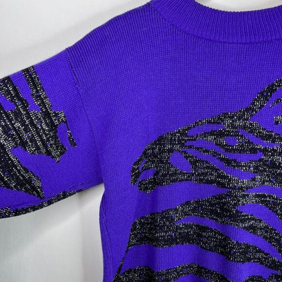 Vintage Turtle Bay Purple Metallic Zebra Sweater Small - Picture 5 of 15